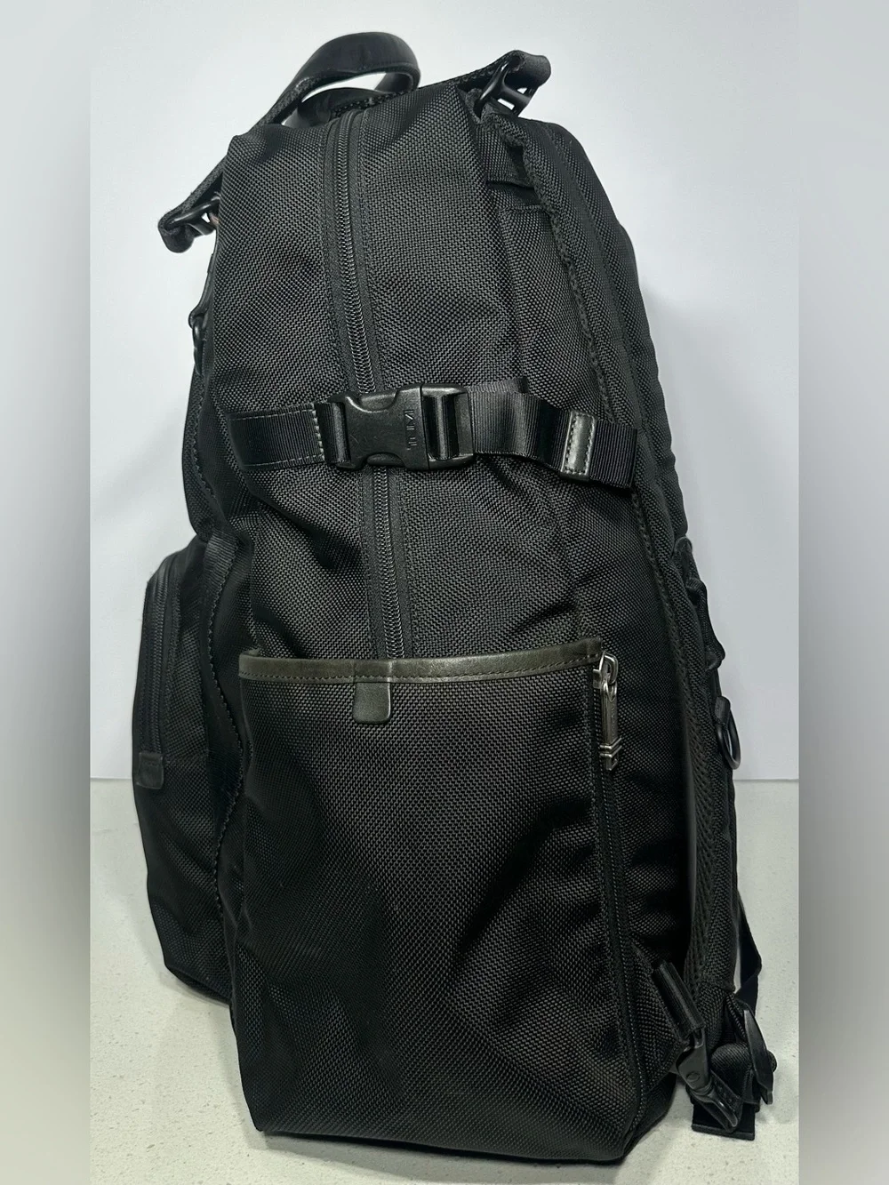 Tumi Alpha Bravo Lejeune Backpack Tote in black ballistic nylon.